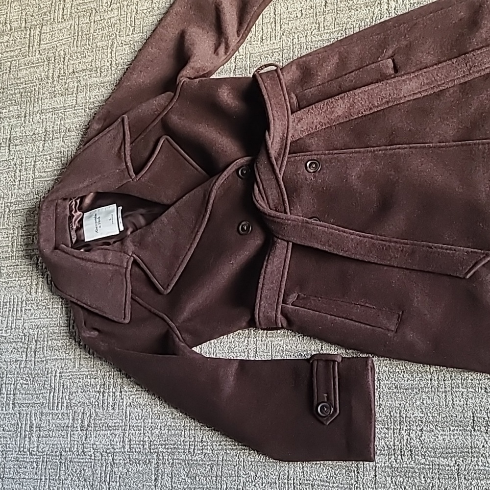 Abercrombie & Fitch Double-Breasted Wool-blend Coat in Dark Coffee - Picture 5 of 12